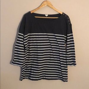 Dark Grey Striped 3/4 Length Sleeve Shirt